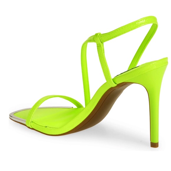 NEW DKNY Danielle Stiletto Sandal Neon Yellow Women’s Strap Heels Size 9.5 - Picture 3 of 6
